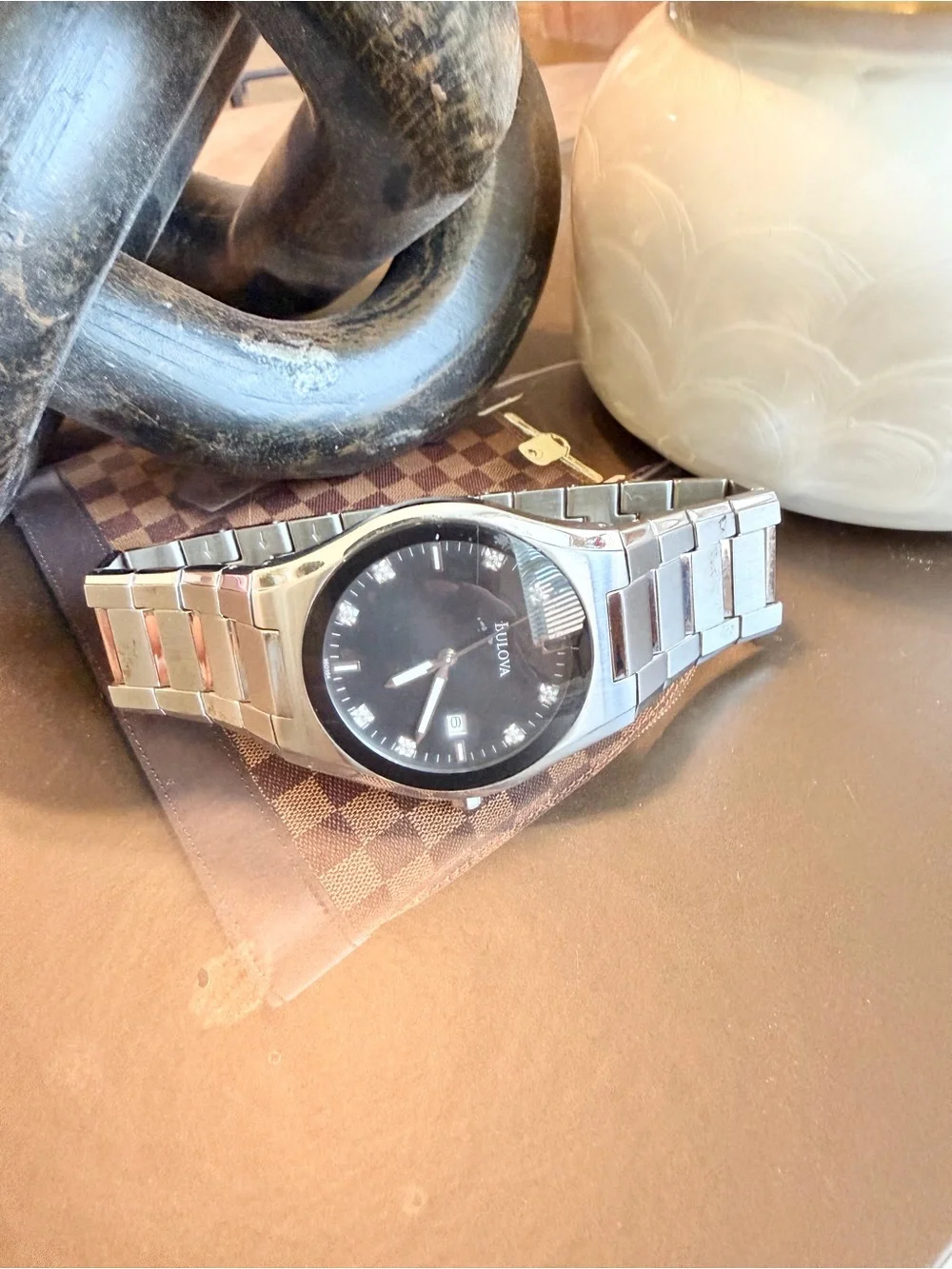 Bulova Men’s Stainless Steel Black Dial Dress Watch